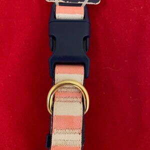 Dog Collar: NWT Adjustable Pink/White Stripes, Medium